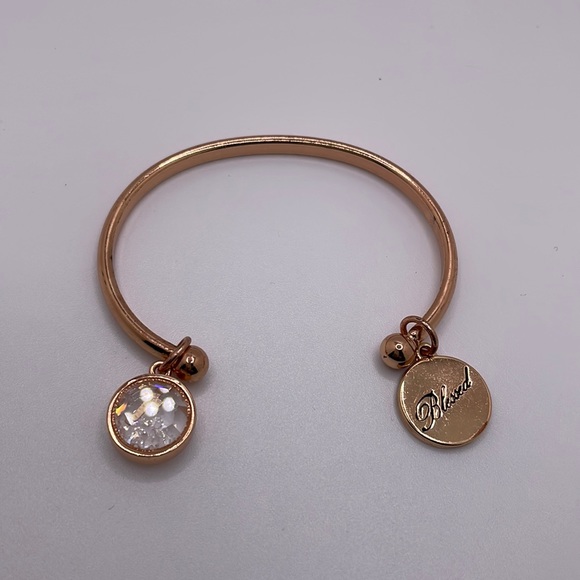 BCBGeneration Women's Metallic Rose Gold Crystal Blessed Cuff Bracelet - Picture 2 of 8